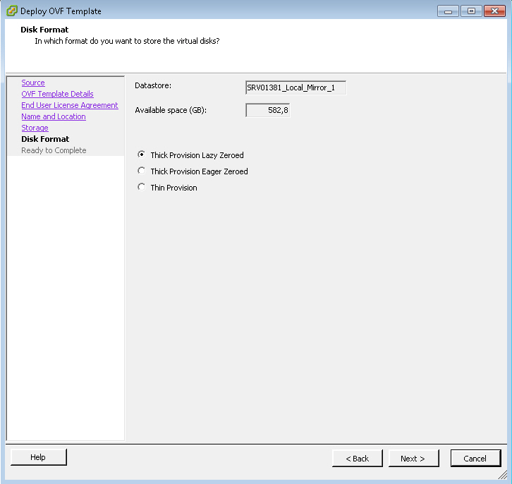 Selecting a storage option for files