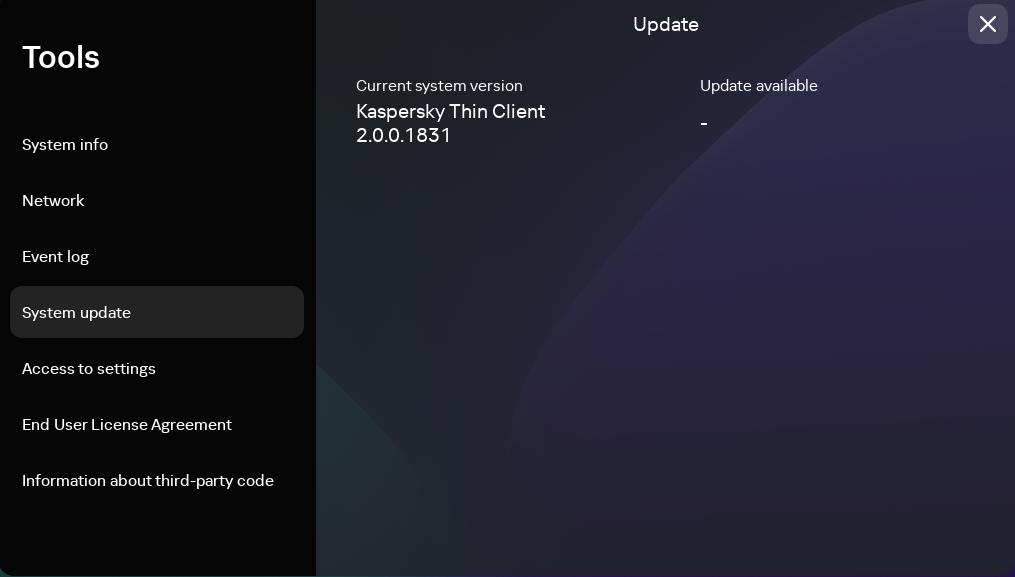 Tools. System update section.