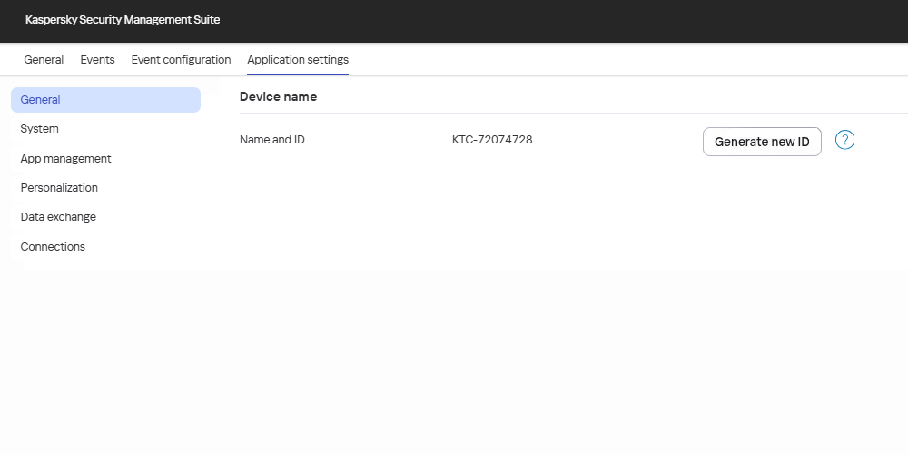 Screenshot of the Web Console window showing the device ID settings.