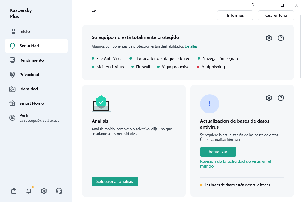 Actualización de bases de datos antivirus