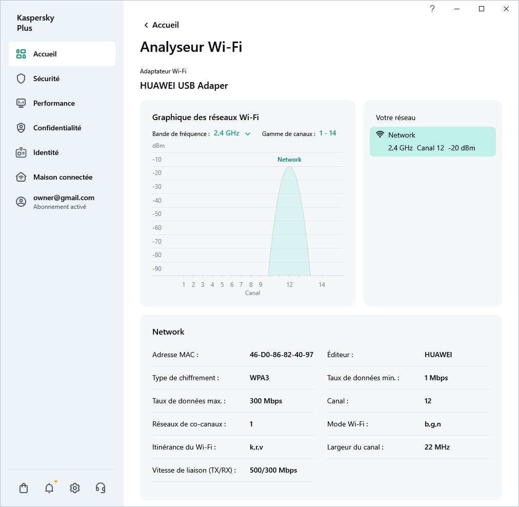 Fenêtre affichant les réseaux Wi-Fi