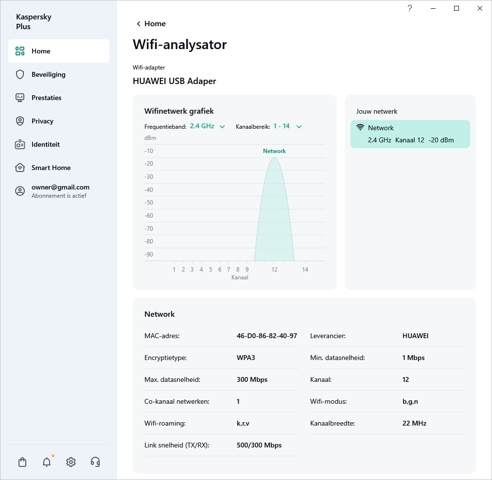 Venster met wifinetwerken