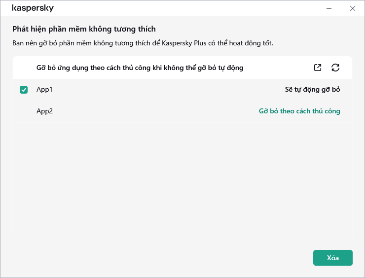Cửa sổ chứa danh sách các ứng dụng không tương thích