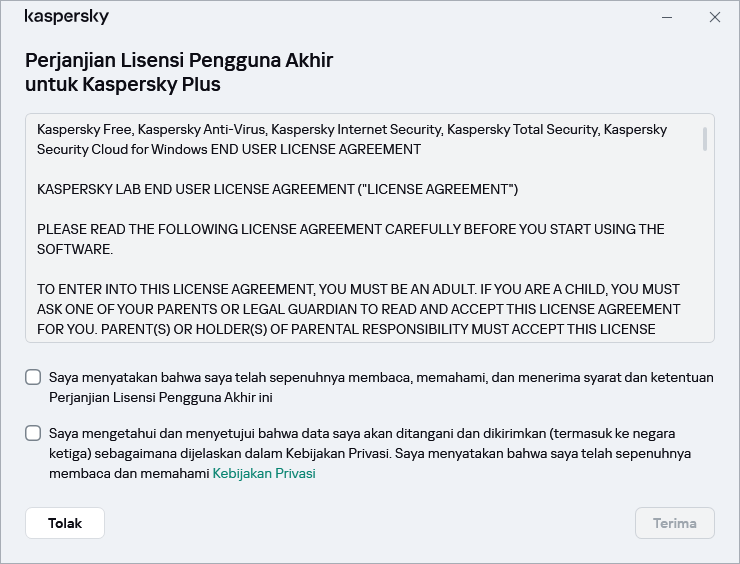 Jendela penerimaan perjanjian lisensi GDPR