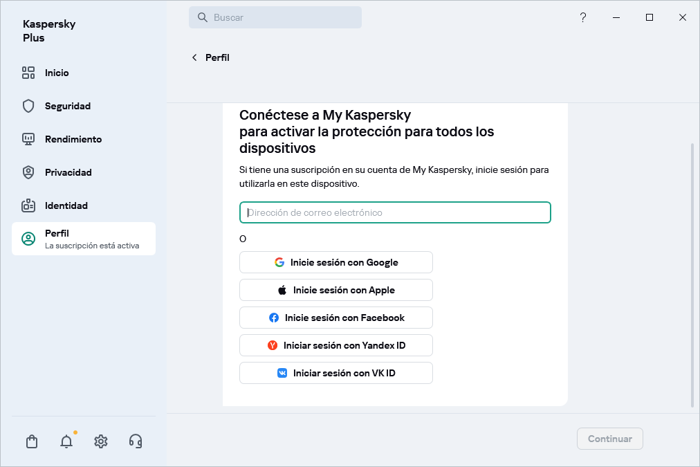 Paso donde puede conectarse a My Kaspersky