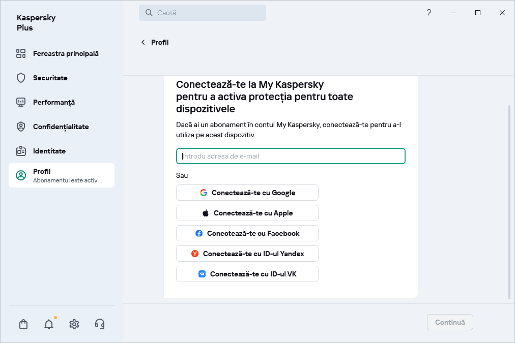 Pasul în care te poți conecta la My Kaspersky