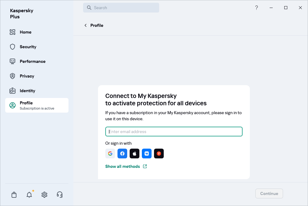 Step where you can connect to My Kaspersky