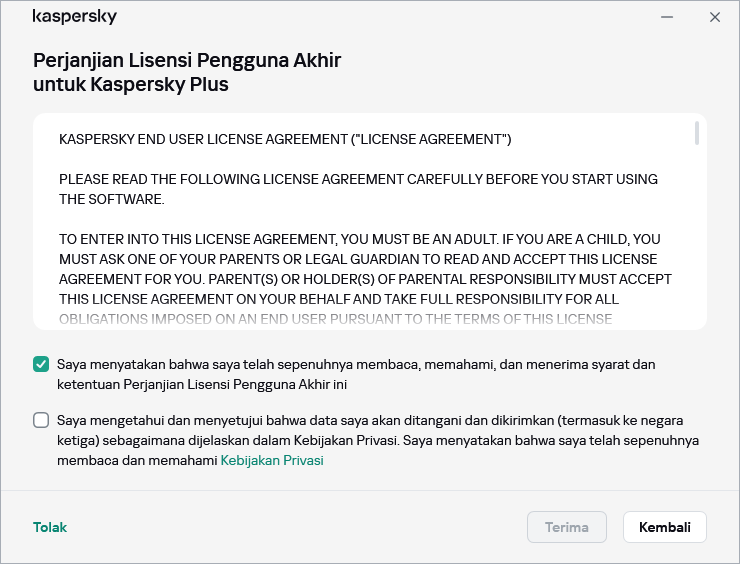 Jendela penerimaan perjanjian lisensi GDPR