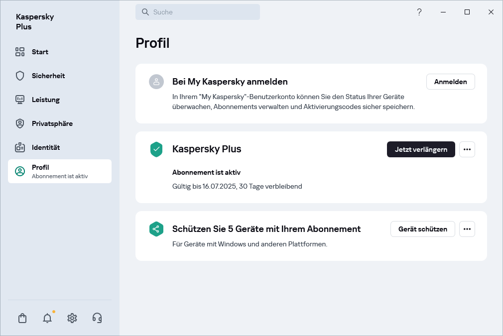 Das Fenster "Profil"