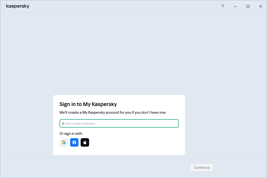 Step where you can sign in to My Kaspersky to restore your subscription