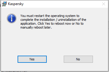 Window prompting to restart the computer