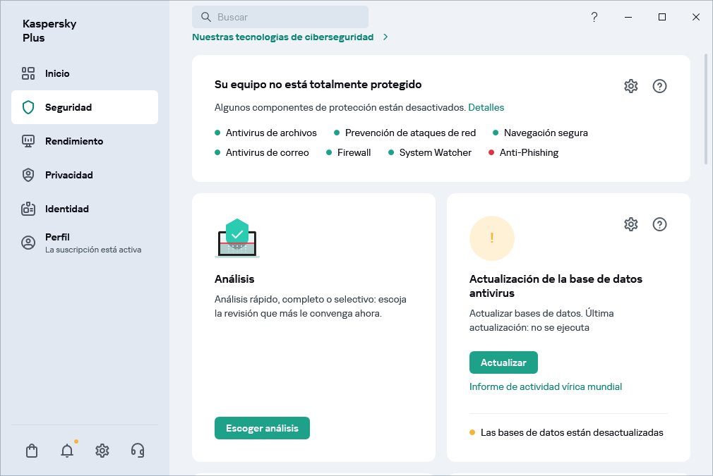 Actualización de la base de datos antivirus