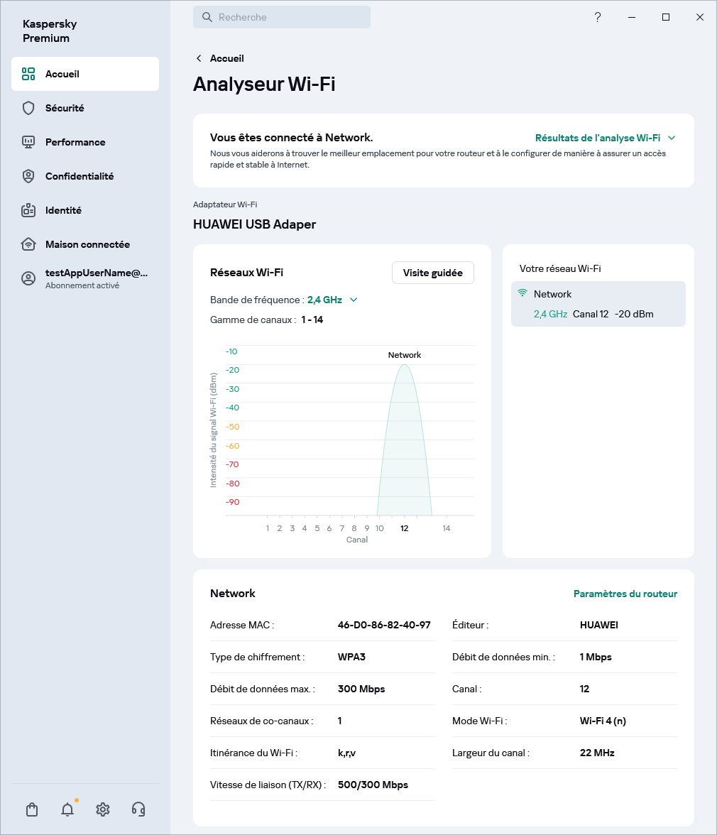 Fenêtre affichant les réseaux Wi-Fi