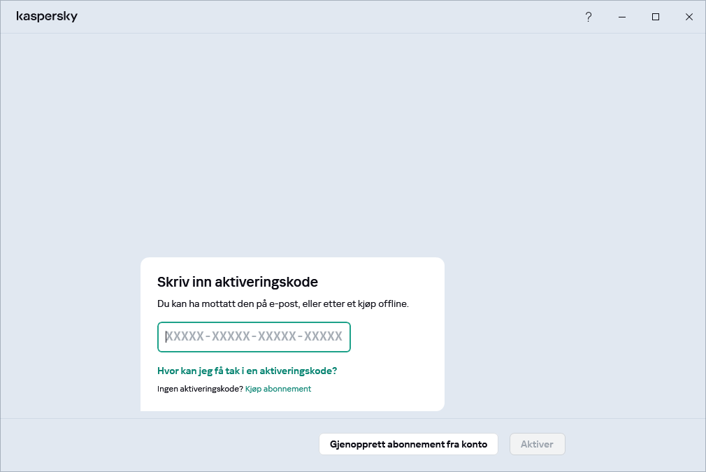 Trinn der du kan skrive inn aktiveringskoden