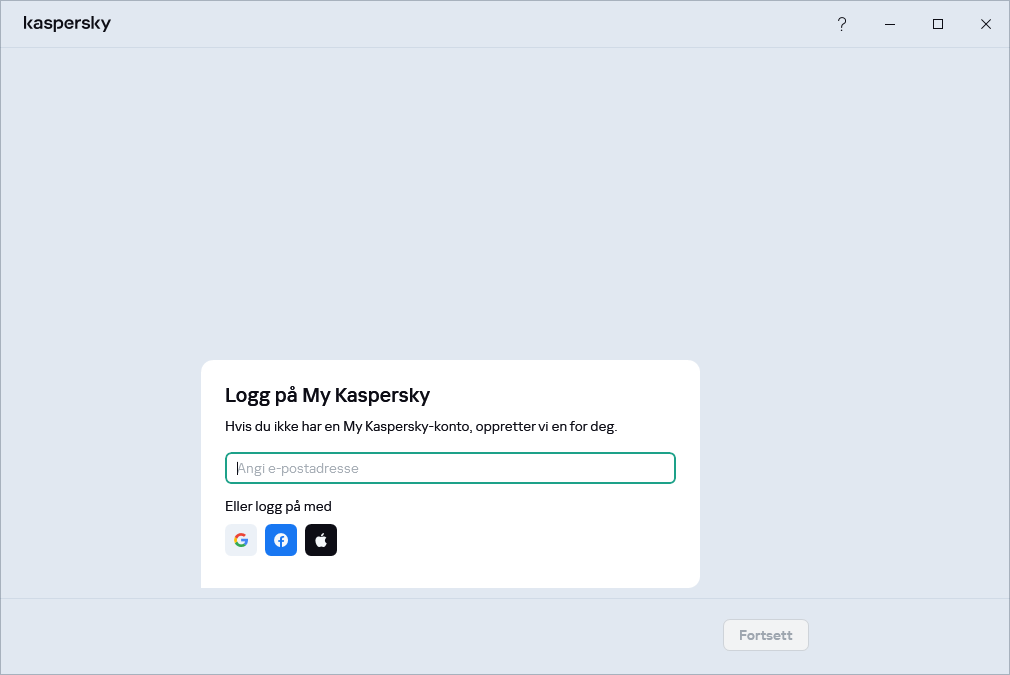 Trinn der du kan logge på My Kaspersky for å gjenopprette abonnementet ditt