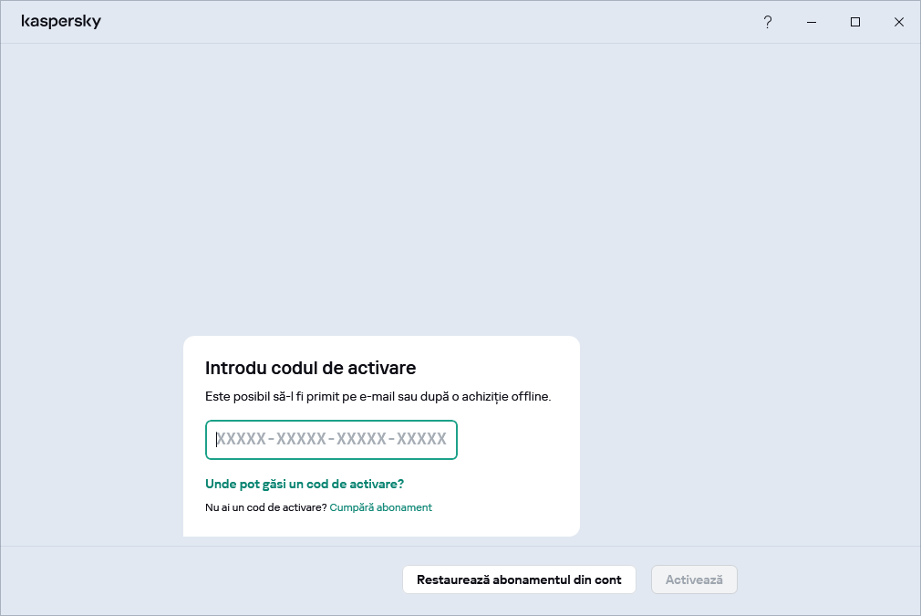 Pasul în care poți introduce codul de activare