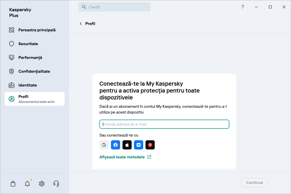 Pasul în care te poți conecta la My Kaspersky