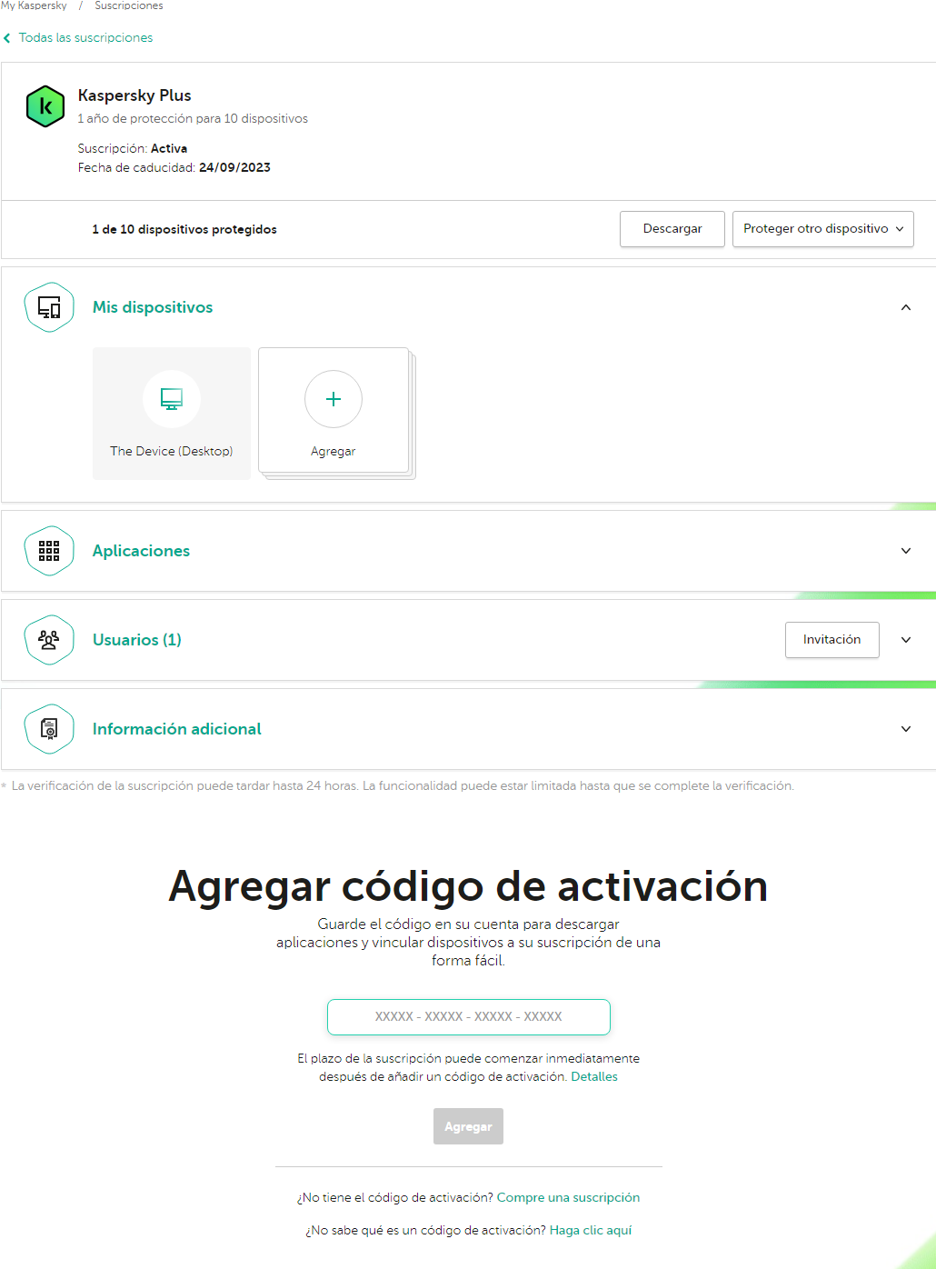 Ventana para descargar la aplicación desde su cuenta