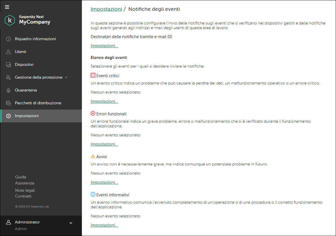 Impostazioni → Finestra Notifiche eventi.