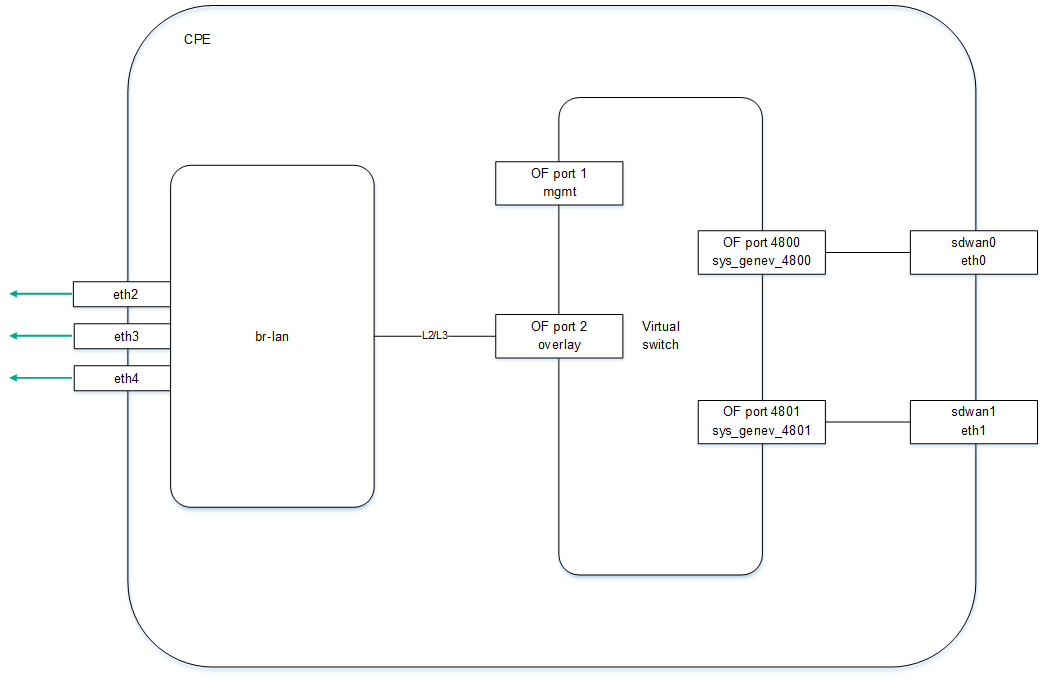 The diagram shows the ports of a CPE device.