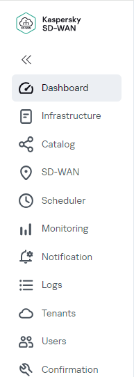 Основное меню портала администратора