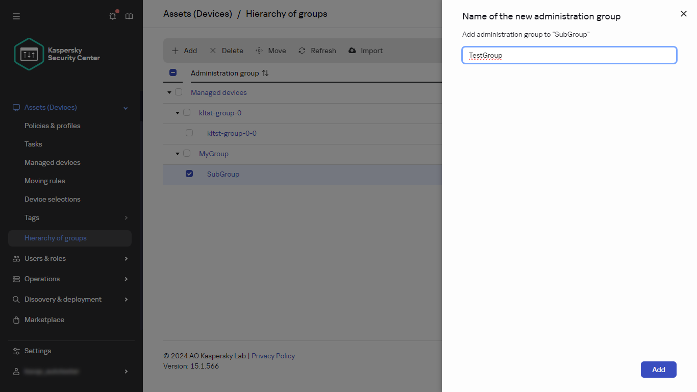 Adding a new group panel.