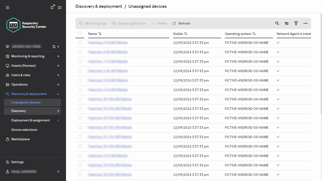 The Unassigned devices section in Discovery & deployment.