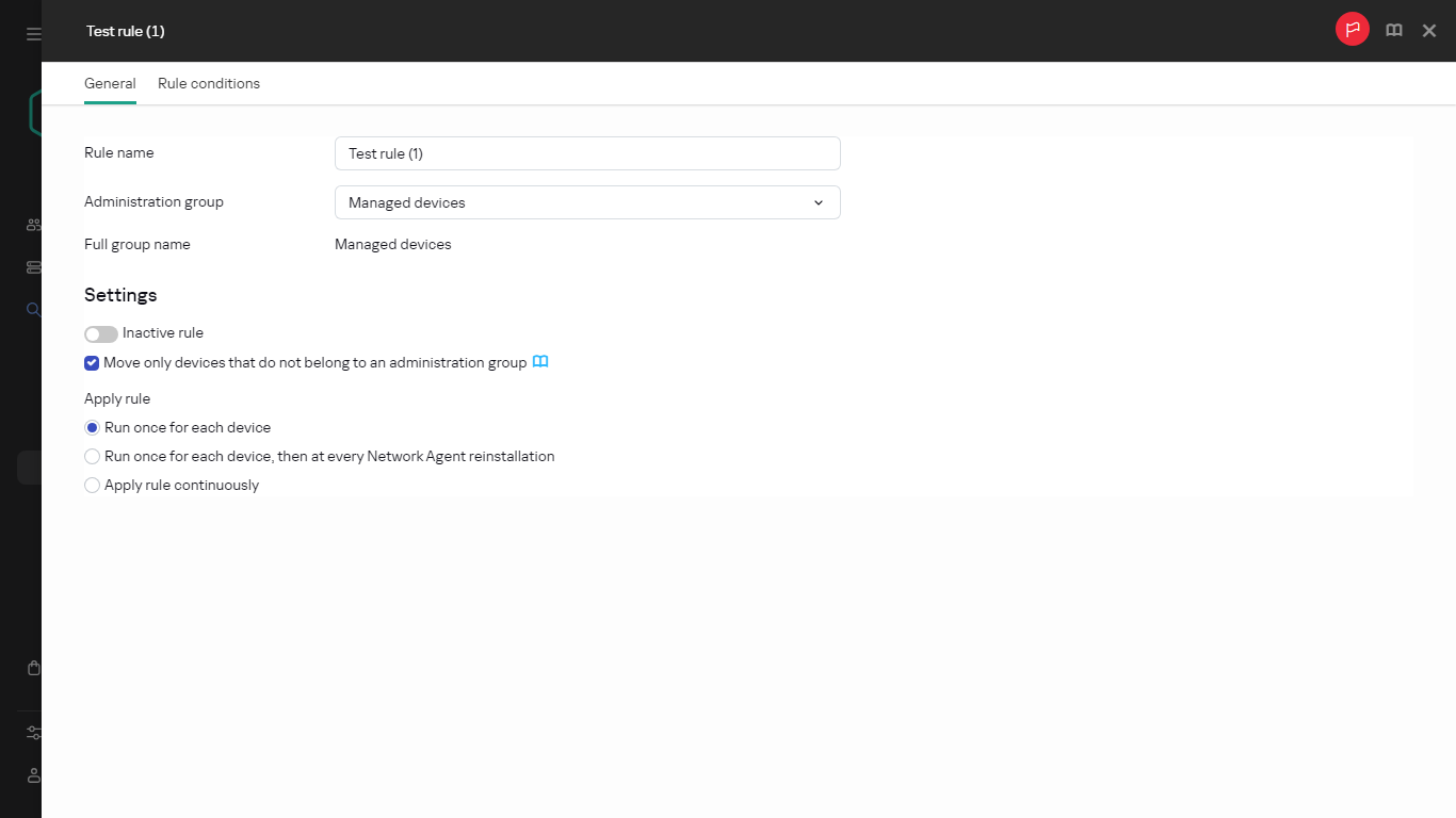 The copying window for Moving rules.