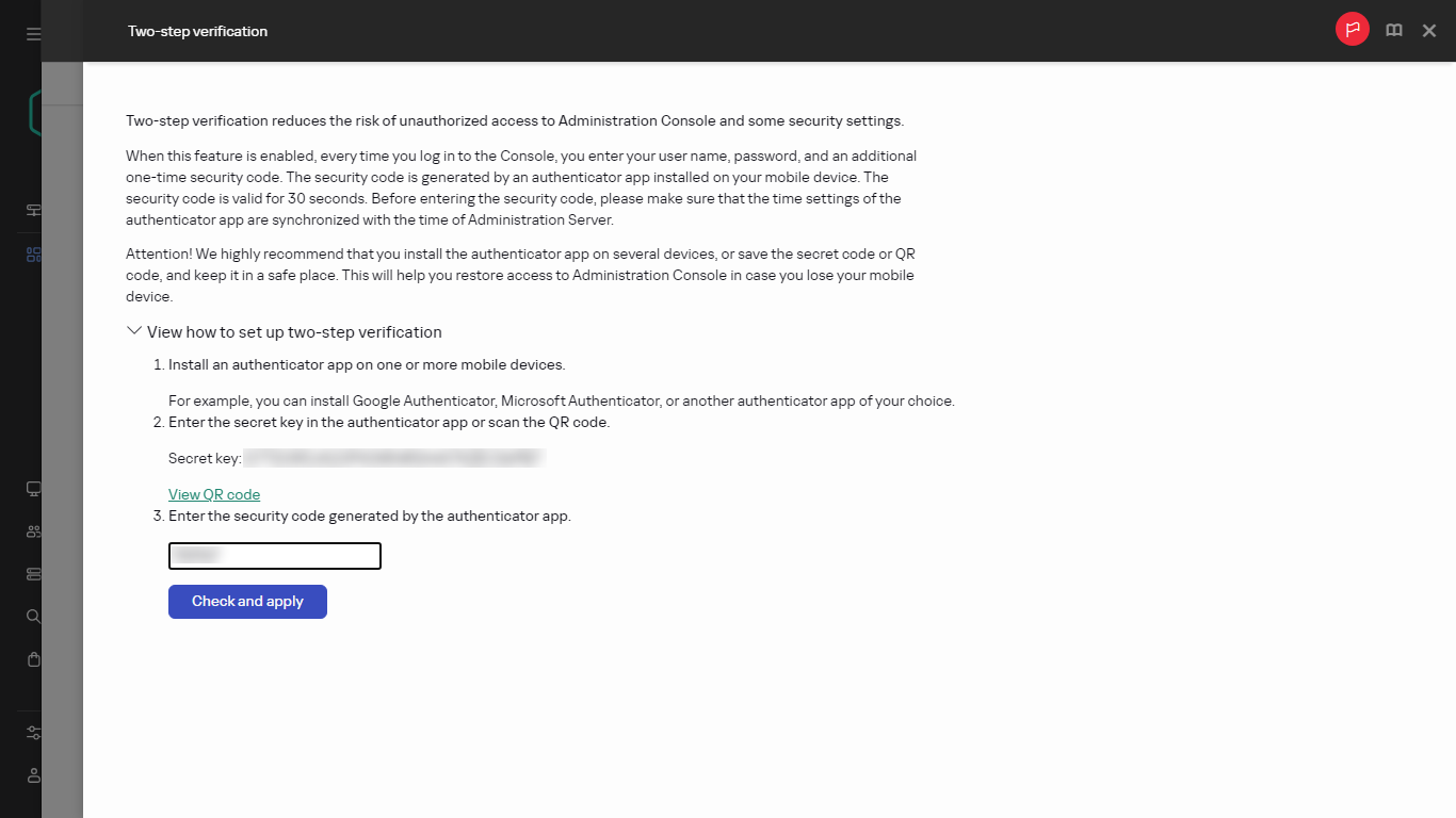 The two-step verification window.