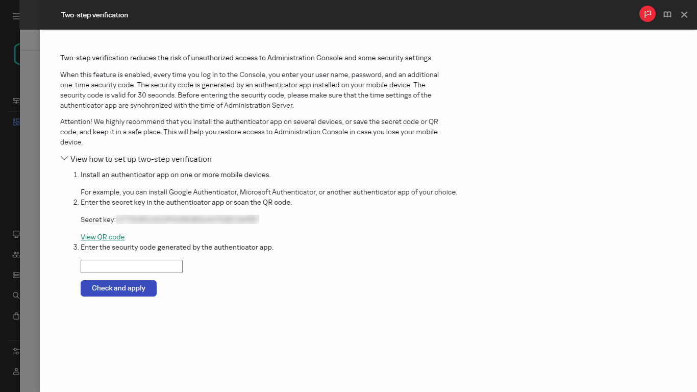 The two-step verification window.