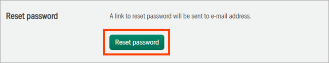 The password reset button in Kaspersky CompanyAccount